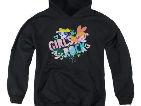 POWERPUFF GIRLS : GIRLS ROCK YOUTH PULL OVER HOODIE Black XL For Cheap