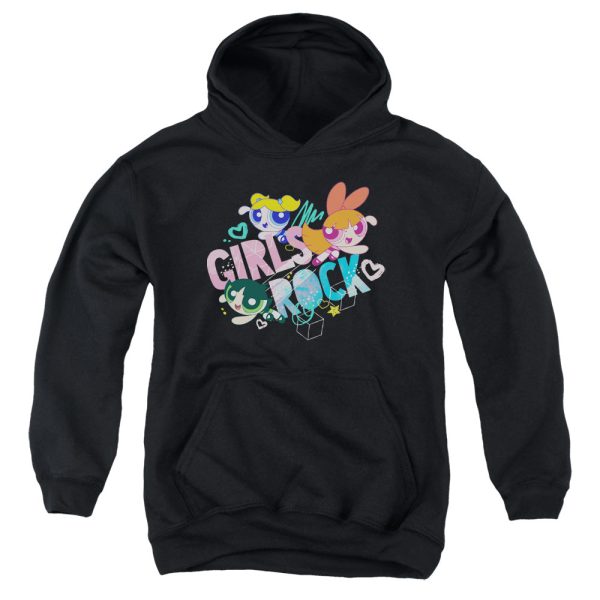 POWERPUFF GIRLS : GIRLS ROCK YOUTH PULL OVER HOODIE Black XL For Cheap