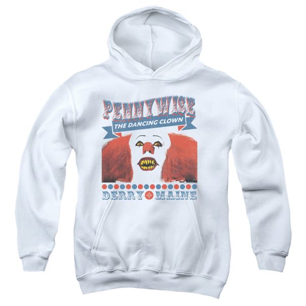 IT 1990 : THE DANCING CLOWN YOUTH PULL OVER HOODIE White LG Hot on Sale