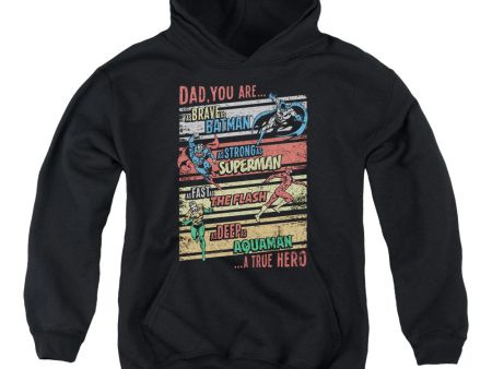 JUSTICE LEAGUE OF AMERICA : A TRUE HERO YOUTH PULL OVER HOODIE Black XL Hot on Sale