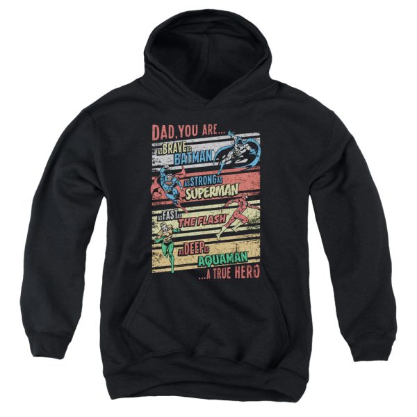 JUSTICE LEAGUE OF AMERICA : A TRUE HERO YOUTH PULL OVER HOODIE Black XL Hot on Sale