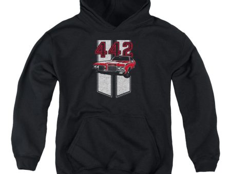 OLDSMOBILE : 442 YOUTH PULL OVER HOODIE Black LG Discount