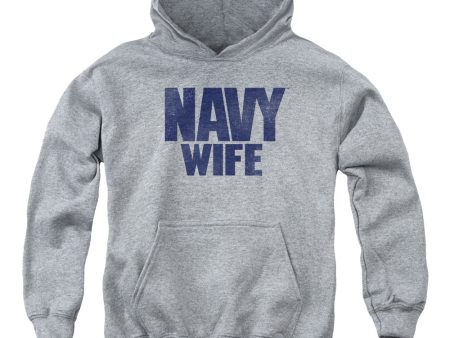 NAVY : WIFE YOUTH PULL OVER HOODIE ATHLETIC HEATHER SM Online now