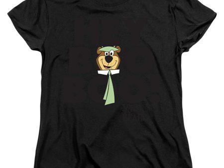 YOGI BEAR : HEY BOO BOO WOMENS SHORT SLEEVE Black XL on Sale