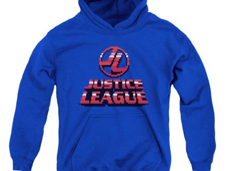 JUSTICE LEAGUE OF AMERICA : 8 BIT JLA YOUTH PULL OVER HOODIE ROYAL BLUE SM For Sale