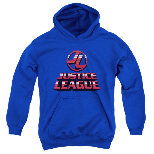 JUSTICE LEAGUE OF AMERICA : 8 BIT JLA YOUTH PULL OVER HOODIE ROYAL BLUE SM For Sale