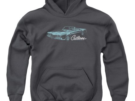 OLDSMOBILE : 68 CUTLASS YOUTH PULL OVER HOODIE Charcoal XL Fashion