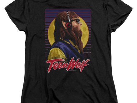 TEEN WOLF : HEADPHONE WOLF S\S WOMENS TEE Black LG For Sale