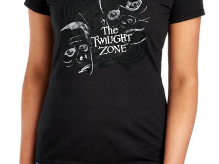 TWILIGHT ZONE : STRANGE FACES S\S WOMENS TEE BLACK SM Online Hot Sale