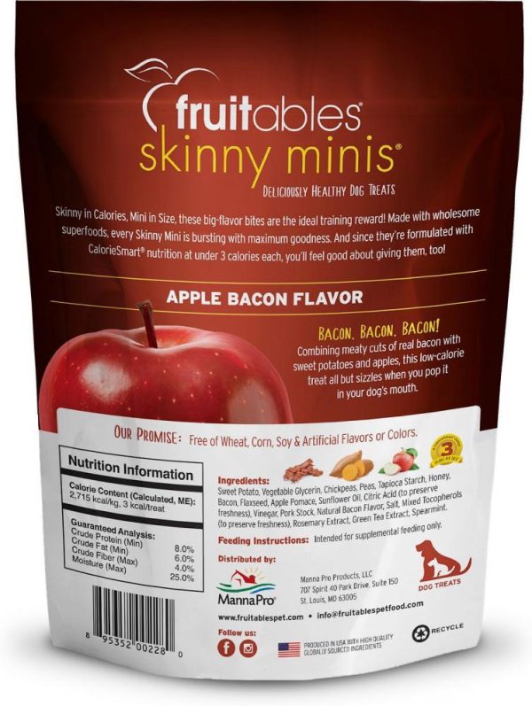 Fruitables Chewy Skinny Minis Apple Bacon Dog Treats Hot on Sale