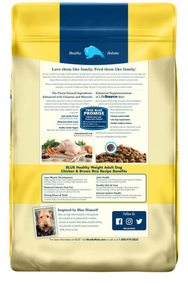 Blue Buffalo Life Protection Healthy Weight Natural Chicken & Brown Rice Recipe Adult Dry Dog Food Supply