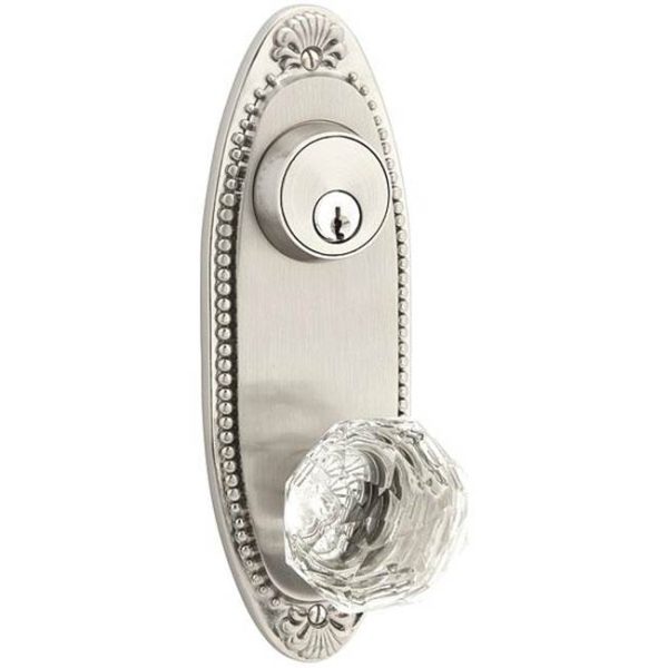 Emtek 6010BALH Passage Single Keyed , Sideplate Locksets Oval Beaded 3-5 8  Center to Center Keyed , Basel Lever , LH For Cheap