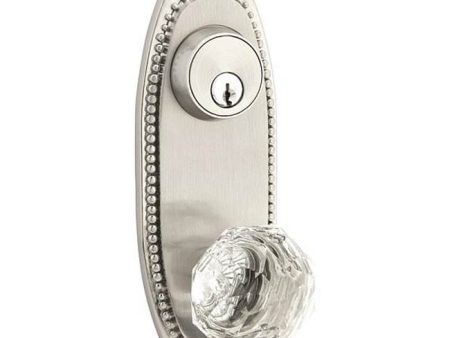 Emtek 6010W Passage Single Keyed , Sideplate Locksets Oval Beaded 3-5 8  Center to Center Keyed , Waverly Knob Fashion